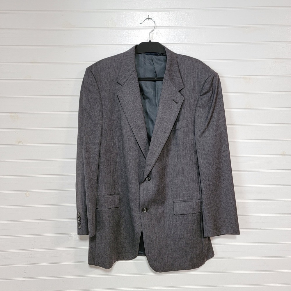 Burberry London Mens 44L Blazer Gray Pure New Wool Gray Work Sport Coat Jacket